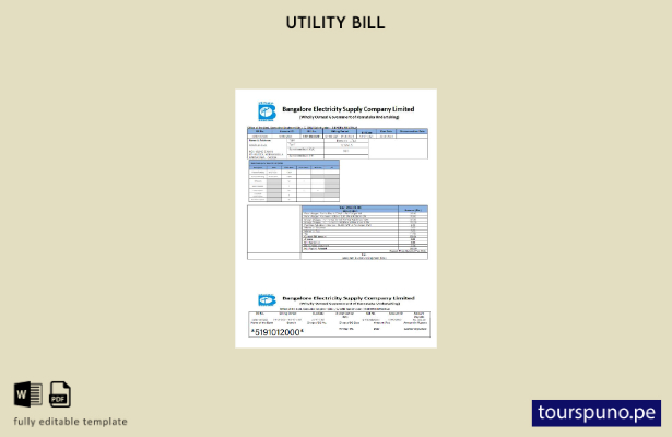 listo para imprimir plantilla de word   factura de servicios públicos de India B